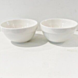Set of 2 Crate & Barrel Staxx Soup Cereal Stacking Bowls White 6 3/4" Vintage